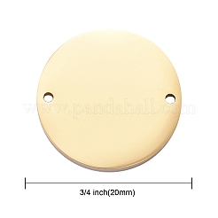 304ステンレススチールリンクコネクター  鏡面研磨仕上げ  空白タグのスタンプ  フラットラウンド  ゴールドカラー  20x1.8mm  穴：1.3mm&nbsp;LS-STAS-I140-03B-G