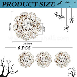 合金ラインストーンカフスボタン6個  ボタンカバー留め具  花  銀  21.5x20.5x14mm&nbsp;BUTT-MA0001-11