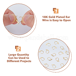 304ステンレススチールフレンチフックピアス金具60個  カン付き  18KGP本金メッキ  16x10x2mm  穴：1.4mm  ピン：0.6x1mm&nbsp;STAS-DC0015-92
