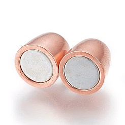 端が接着された真鍮のマグネットクラスプ  オーバル  ローズゴールド  16x9mm  穴：6mm&nbsp;KK-F773-01RG