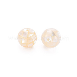 樹脂ビーズ  ナチュラルホワイトシェル  ラウンド  シャンパンイエロー  8.5mm  穴：1mm&nbsp;SSHEL-T014-38-8mm-05