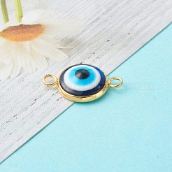 樹脂ナザールボンジュウリンクコネクター  304ステンレススチールセッティング  ゴールドカラー  13.5x21x4.5mm  穴：2.3mm&nbsp;PALLOY-JF00773-01