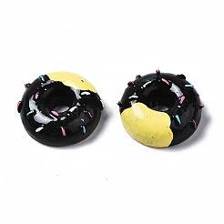 スプレープリント樹脂カボション  ドーナツ  ブラック  21.5~22.5x22~23x8.5mm&nbsp;CRES-Q215-001A
