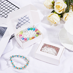 紙菓子箱  ベーカリーボックス  PVCクリアウィンドウ付き  パーティーのために  結婚式  ベビーシャワー  長方形  ホワイト  8.7x6.2x3cm&nbsp;CON-BC0006-58