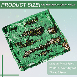 ペットリバーシブルスパンコール生地  ドレスパフォーマンスステージ用  グリーン  130x0.07cm&nbsp;DIY-WH0320-66B