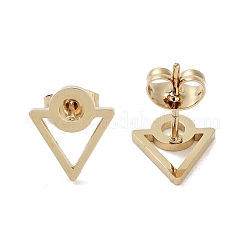 PVD真空メッキ304ステンレススチールスタッドピアス（女性用）  中空三角形  ゴールドカラー  10.5x9.5mm&nbsp;EJEW-A048-34G