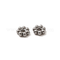 304ステンレススチールスペーサービーズ  花  ステンレス鋼色  4x1.5mm  穴：1mm&nbsp;STAS-Z156-01P-01