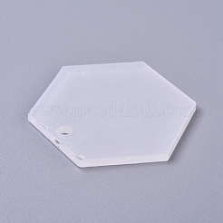 透明アクリルブランクペンダント  六角  キーホルダーやジュエリー用  透明  43x49.5x2.5mm  穴：3.5mm&nbsp;X-TACR-WH0002-12