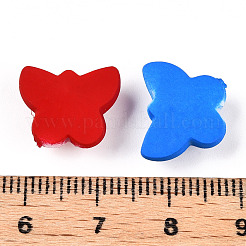 スプレープリントアクリルビーズ  蝶  ミックスカラー  12x14x7mm  穴：1.6mm  約909個/500g&nbsp;ACRP-N003-07