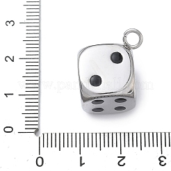304ステンレスペンダント  エナメル  サイコロチャーム  ステンレス鋼色  23x18.5x14mm  穴：2.9mm&nbsp;STAS-C165-03P