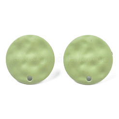 スプレー塗装鉄スタッドピアスパーツ  穴付き  フラットラウンド  黄緑  14mm  穴：1.4mm  ピン：0.7mm&nbsp;IFIN-N008-016A