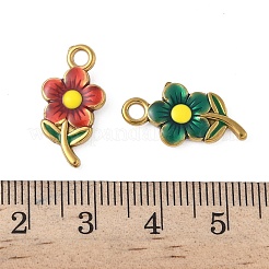 304ステンレススチールエナメルペンダント  花のチャーム  ゴールドカラー  ミックスカラー  20x10.5x2.5mm  穴：2.5mm&nbsp;STAS-P408-14G-M