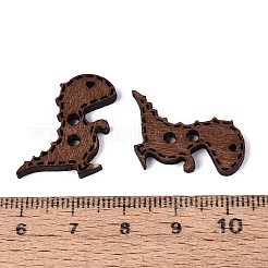 穴が2つ開いた恐竜の木製ボタン  染め  サドルブラウン  20x23.5x2.5mm  穴：2.2mm&nbsp;BUTT-Q046-05B