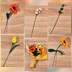 ひまわりのツイストスティックのDIYキット  鉄製の茎の花棒を含む  DIYぬいぐるみスティック  パイプクリーナー  マスキングテープ  包装紙とポリエステルリボン  ミックスカラー  304x2mm&nbsp;AJEW-SC0032-03