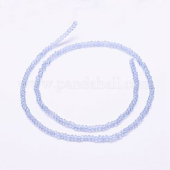 透明ガラスビーズ連売り  多面カット  ロンデル  コーンフラワーブルー  2.5x1.5~2mm  穴：0.5mm  約152~168個/連  11.5~12.5cm&nbsp;X-EGLA-K010-A04