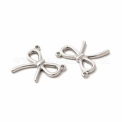 変色しない304ステンレススチールペンダント  ちょう結びのチャーム  ステンレス鋼色  16x17x2mm  穴：1mm&nbsp;X-STAS-E185-06P