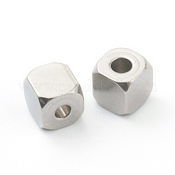 変色しない304ステンレススチールビーズ  キューブ  多面カット  ステンレス鋼色  4x4x4mm  穴：1.5mm&nbsp;STAS-H160-02C-P