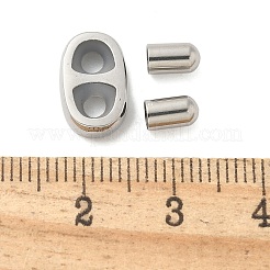 304ステンレススチール製スライダービーズとコードエンドキャップ  内部のゴムと  ステンレス鋼色  12x8x3mm  ゴム穴：3mm&nbsp;STAS-P224-03P