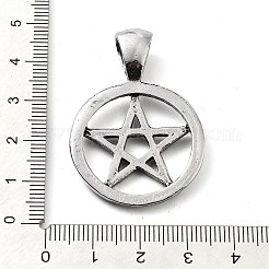 合金のチベット風チャーム  星付き丸リング  アンティークシルバー  42.5x29.5x3mm  穴：9x4.5mm&nbsp;TIBE-L012-001AS