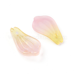ガラスチャーム  金箔  艶消し  染め＆加熱  花びら  カラフル  19x10x3mm  穴：1mm&nbsp;EGLA-L024-A02