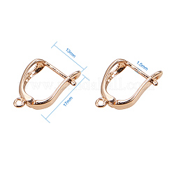 ラッチバック開閉式真鍮フープピアスパーツ  ゴールドカラー  17x13mm  ピン：1.5mm&nbsp;LS-KK-L148-07