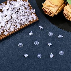 300個のプラスチック製イヤーナット  ブレット クラッチ イヤリング バック パッド付き  垂れ耳に  透明  10x6mm  穴：0.7mm&nbsp;KY-YW0001-99