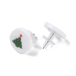 クリスマステーマの女性用アクリルスタッドピアス  スチール針付き  雪だるま/クリスマスツリー/鹿  プラチナ  ミックスカラー  15.5mm&nbsp;EJEW-U016-08P
