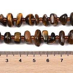天然石タイガーアイビーズ連売り  ナゲット  シードビーズで  4~6x9~14x9~14mm  穴：0.9~1mm  約60~68個/連  15.55''~15.75''（39.5~40センチメートル）&nbsp;G-P619-B01-01