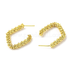 女性用ラックメッキ真鍮ビーズ菱形スタッドピアス  長持ちメッキ  鉛フリー＆カドミウムフリー  18KGP本金メッキ  34x26x4mm&nbsp;EJEW-D059-30G
