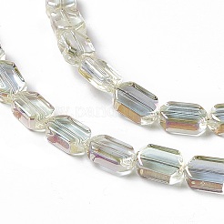 電気メッキガラスビーズセット  半分虹メッキ  長方形  甘露  9.5x6~6.5x3.5mm  穴：1mm  約68個/連  25.59''（65センチメートル）&nbsp;EGLA-L042-HR03