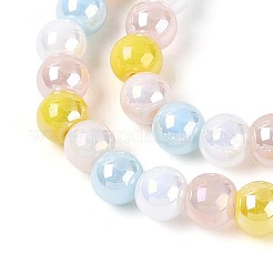 電気メッキガラスビーズセット  ラウンド  虹メッキ  きいろ  6~6.5mm  穴：0.7~1mm  約68~71個/連  14.17~15.35''（36~39センチメートル）&nbsp;X-EGLA-N019-6mm-02