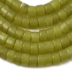 天然石レモンジェイド翡翠ビーズ連売り  ヒシビーズ  ディスク  4x2~2.5mm  穴：0.7mm  約160個/連  15.24''（38.7センチメートル）&nbsp;G-A301-A01-01