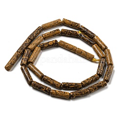 天然象皮ジャスパー/ミリアムストーン/カリグラフィービーズ連売り  コラム  12.5~14x4~4.5mm  穴：1mm  約28~29個/連  15.35~15.55インチ（39~39.5cm）&nbsp;G-G006-A04-01