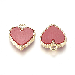金メッキ合金チャーム  両面アクリル  ハート  レッド  14.5x12.5x3mm  穴：1.8mm&nbsp;PALLOY-CJC0001-36A