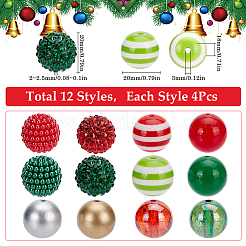 クリスマステーマのDIYジュエリー製作キット  アクリルと樹脂のラインストーンビーズを含む  ラウンド  ミックスカラー  19~20x18~20mm  穴：1.8~3mm  4個/スタイル&nbsp;DIY-SC0026-03
