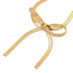 女性用蝶結び 304 ステンレススチール スネークチェーン ブレスレット  18KGP本金メッキ  6-1/2インチ（16.5cm）&nbsp;BJEW-G721-01G