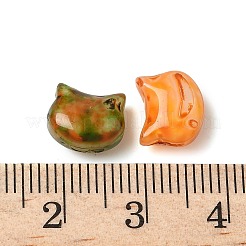 ピカソ ベーキングペイント ガラスシードビーズ  猫の頭  ミックスカラー  8.5x9.5x5.5mm  穴：1mm&nbsp;GLAA-Q120-04A