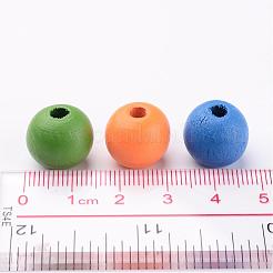 染色天然木ビーズ  ラウンド  ミックスカラー  14x13mm  穴：4mm&nbsp;X-WOOD-R249-045