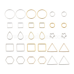 真鍮製フレームコネクター  混合図形  ミックスカラー  300個/箱&nbsp;KK-CD0001-11