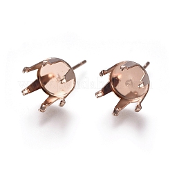 304ステンレススチールスタッドピアス金具  プロングイヤリングのセッティング  ローズゴールド  トレイ：7mm  17mm  ピン：0.7mm&nbsp;STAS-E484-62B-RG