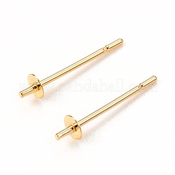304ステンレススチールスタッドピアス金具  片穴パーツ用  18KGP本金メッキ  14x3mm  ピン：0.6mm&nbsp;STAS-I167-05G