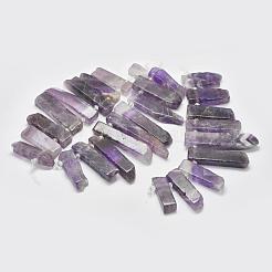 天然のアメジストサイズグラデーションビーズ連売り  ナゲット  18~55x8~12x6.5~8mm  穴：2mm  約8個/連  4.3インチ〜4.7インチ（11~12cm）&nbsp;G-P319-28