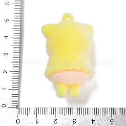 フロッキー樹脂ペンダント  豚  きいろ  46x29x25mm  穴：3mm&nbsp;RESI-S017-03C