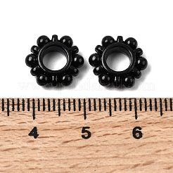 合金のスペーサービーズ  カドミウムフリー＆鉛フリー  花  ブラック  12x4mm  穴：5mm&nbsp;TIBEB-L006-01