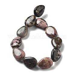 天然石ロードナイトビーズ連売り  フラットティアドロップ  17.5~18x13~13.5x6mm  穴：1.2~1.4mm  約11個/連  7.56''（19.2センチメートル）&nbsp;G-P528-L21-01