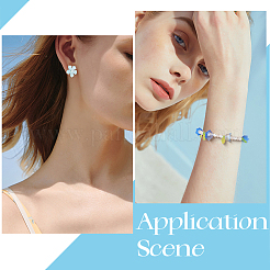 DIYの葉っぱと花のパーツキット  アクリルパーツなど、  ガラス＆アクリルビーズ  ブルー  12x12x1.8mm  穴：1.5mm&nbsp;DIY-PA0001-64C