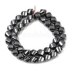 合成磁気無しヘマタイトビーズ連売り  ツイスト  グレード5 A  10x10x10mm  穴：1mm  約41個/連  16.14''（41センチメートル）&nbsp;GG-CBAB93D-A01-02