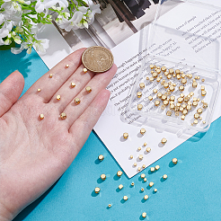 120個、3スタイル、201個のステンレススチールビーズ  キューブ  18KGP本金メッキ  2~4x2~4x2~4mm  穴：1~2.2mm  40個/スタイル&nbsp;STAS-UN0064-36