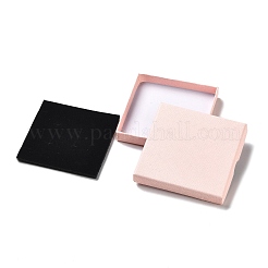厚紙のジュエリーセットボックス  内部のスポンジ  正方形  ピンク  9.05~9.1x9.1~9.15〜x1.5~1.6cm&nbsp;CBOX-C016-01D-01