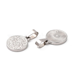 変色しにくい304ステンレススチール製コインペンダント  hispan et ind rex coin  ステンレス鋼色  14x11x2mm  穴：5x7mm&nbsp;STAS-F183-01P-B